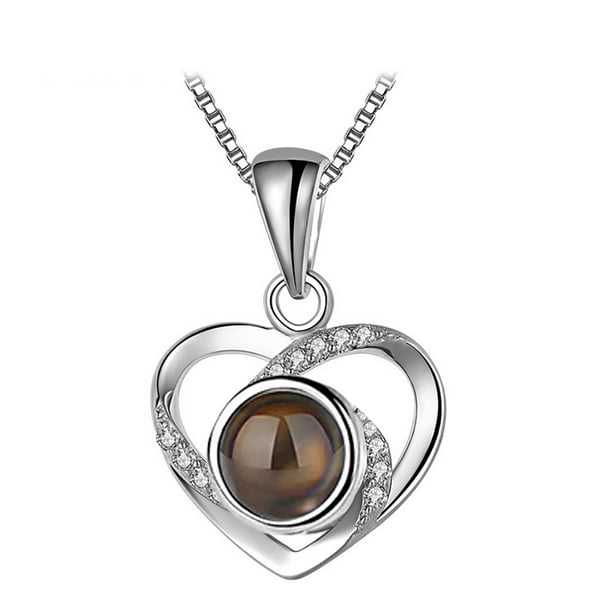 Solid Silver Heart Pendant & Solid Silver Curb Chain/Valentine Gift With Box